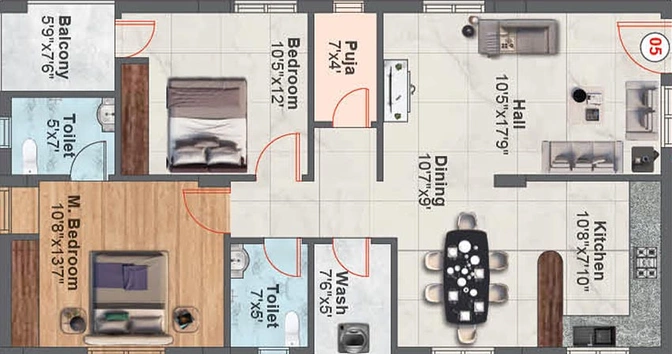 2 BHK Flat in Merlion Orchids in Bachupally, Hyderabad - Image 830940