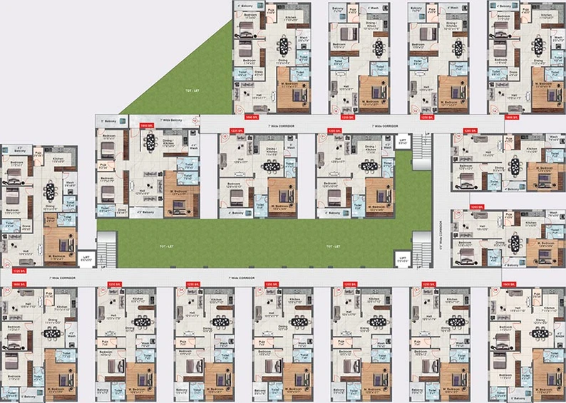 Floor Plan of Merlion Orchids in Bachupally, Hyderabad - Image 216965