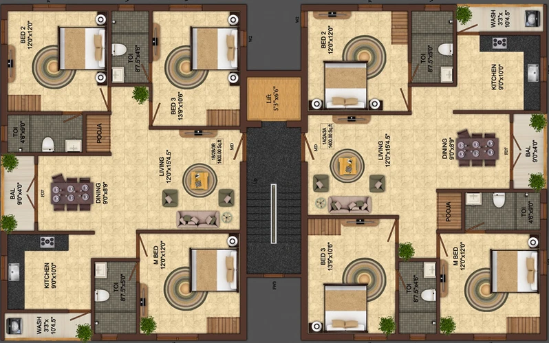 Floor Plan of India Adithya Apartment in Kilpauk, Chennai - Image 217053
