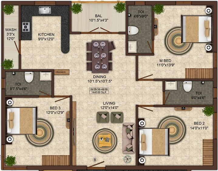 3 BHK Flat in India Blooming Dale in Anna Nagar, Chennai - Image 830970