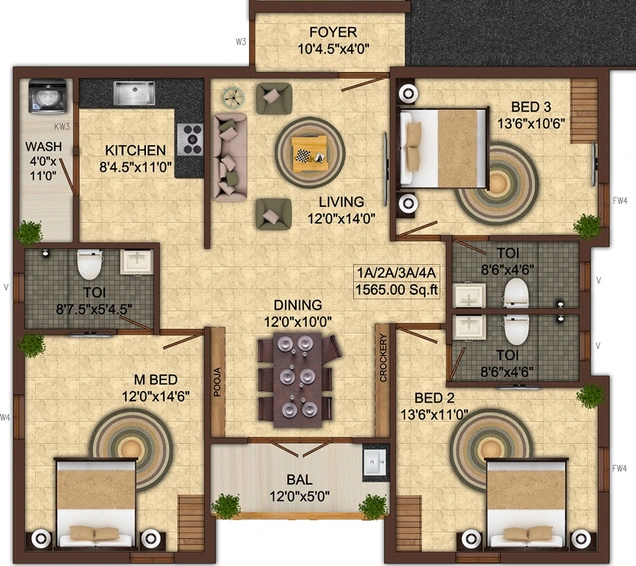 3 BHK Flat in India Kurinji Enclave in Anna Nagar, Chennai - Image 830980