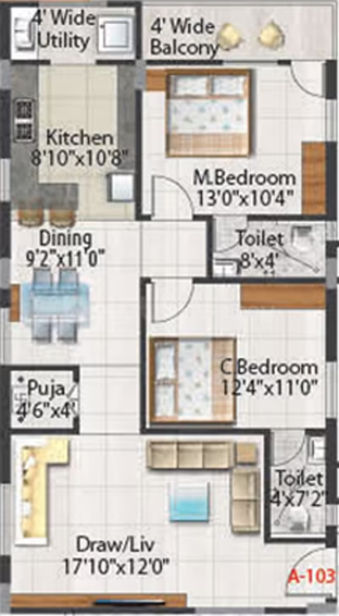 2 BHK Flat in Aakruthi Aura Springs in Whitefield, Bangalore - Image 830978