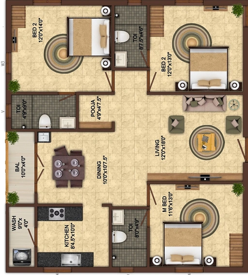 3 BHK Flat in India Kurinji Garden in Anna Nagar, Chennai - Image 830987