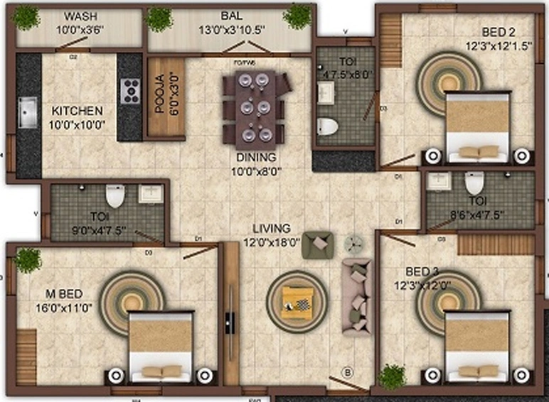 3 BHK Flat in India Mayuri Majestic in Anna Nagar, Chennai - Image 831006
