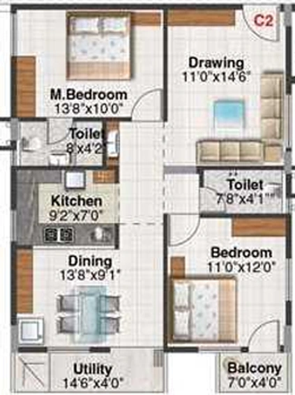 2 BHK Flat in Balaji Casa Blanca in Whitefield, Bangalore - Image 831063