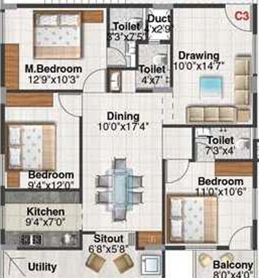 3 BHK Flat in Balaji Casa Blanca in Whitefield, Bangalore - Image 831064