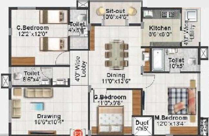 3 BHK Flat in Balaji Eternal Bliss in Whitefield, Bangalore - Image 831067