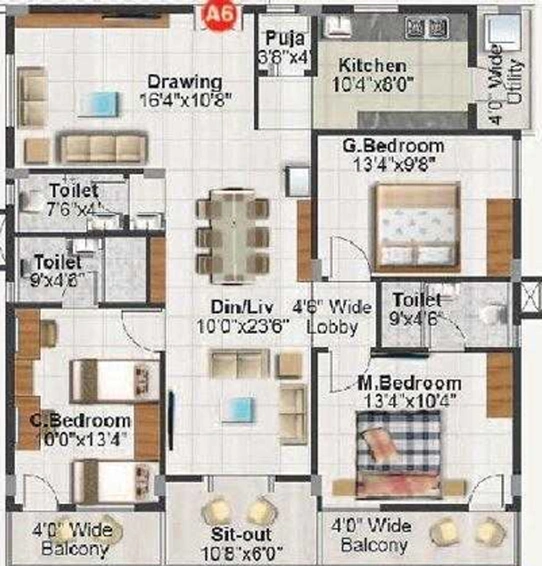3 BHK Flat in Balaji Eternal Bliss in Whitefield, Bangalore - Image 831068