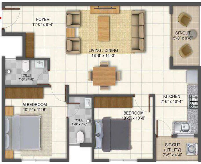 2 BHK Flat in Bhuvana Nivaath in Whitefield, Bangalore - Image 831070