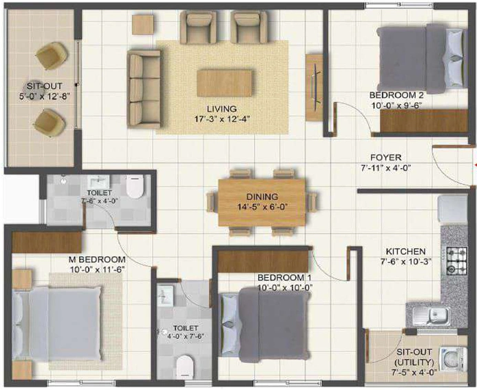 3 BHK Flat in Bhuvana Nivaath in Whitefield, Bangalore - Image 831071