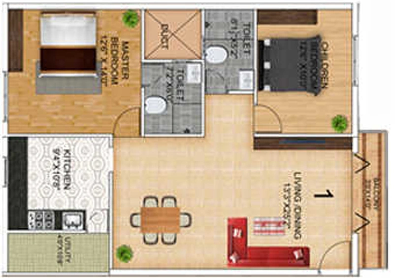 2 BHK Flat in Dhruthi Tranquil Towers in Whitefield, Bangalore - Image 831086