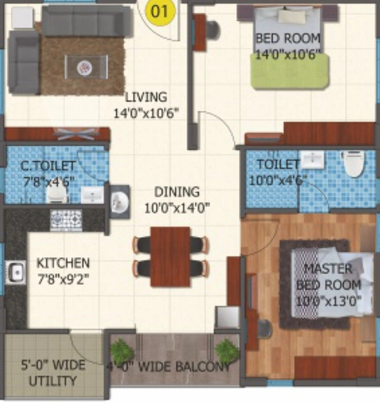 2 BHK Flat in DSR Green Vista in Whitefield, Bangalore - Image 831103