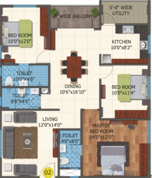 3 BHK Flat in DSR Green Vista in Whitefield, Bangalore - Image 831104
