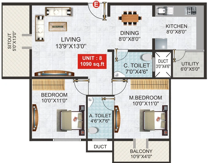 2 BHK Flat in GK Tower in Whitefield, Bangalore - Image 831122