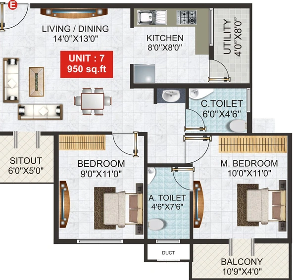 2 BHK Flat in GK Tower in Whitefield, Bangalore - Image 831121