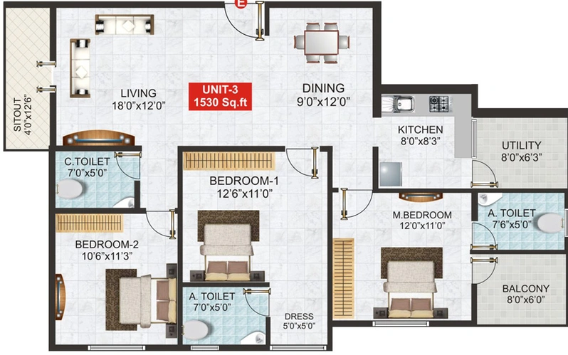 3 BHK Flat in GK Tower in Whitefield, Bangalore - Image 831124
