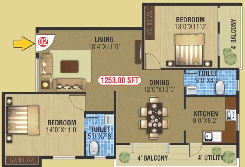 2 BHK Flat in Keystone Ankuraa Park View in Whitefield, Bangalore - Image 831138