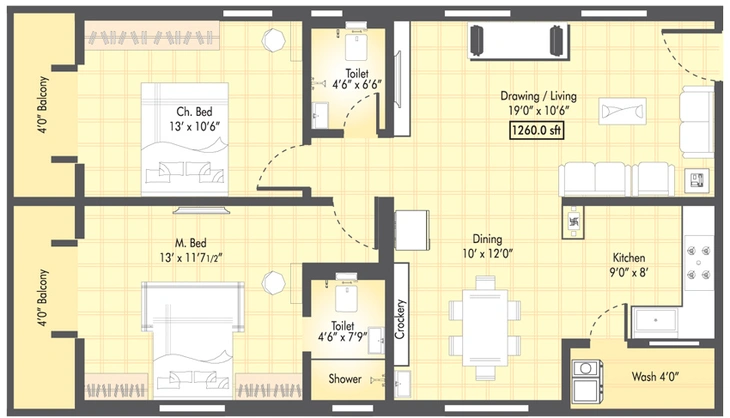 2 BHK Flat in Raghavendras Mirra Panchajanya in Miyapur, Hyderabad - Image 763156