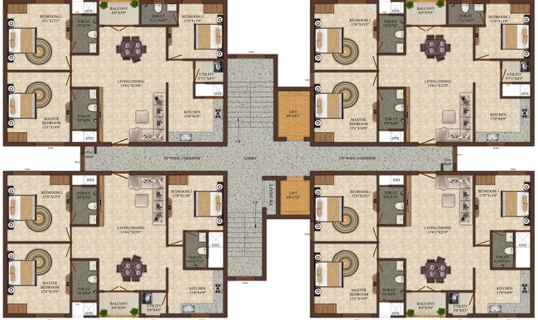 Floor Plan of India Temple Residency in Anna Nagar, Chennai - Image 217653