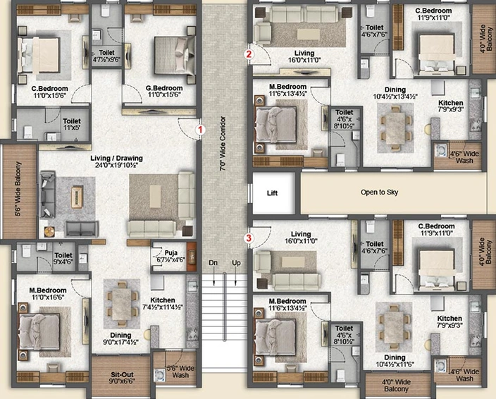 Floor Plan of Sri Bliss in Neknampur, Hyderabad - Image 217726