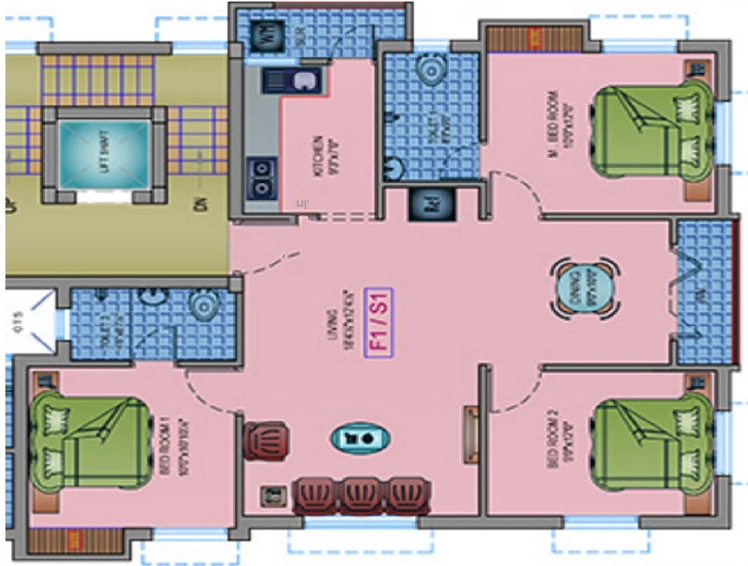 3 BHK Flat in Aavaasa Savithri Gardens in West Mambalam, Chennai - Image 831199