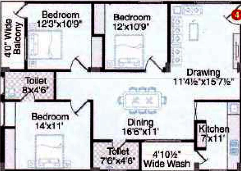 3 BHK Flat in ARK Homes in Bolarum, Hyderabad - Image 831272