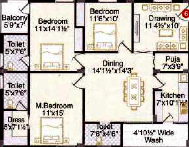 3 BHK Flat in ARK Homes in Bolarum, Hyderabad - Image 831276