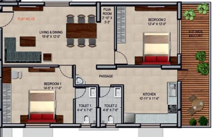 2 BHK Flat in BRC Hemadurga Sivahills in Manikonda, Hyderabad - Image 831290