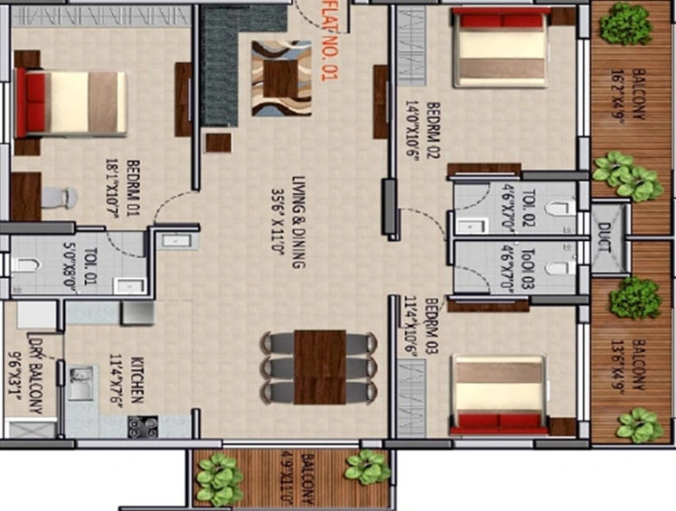 3 BHK Flat in BRC Hemadurga Sivahills in Manikonda, Hyderabad - Image 831292