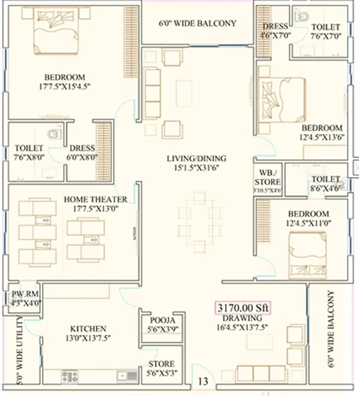 3 BHK Flat in Subishi Gowthami Residential in Kompally, Hyderabad - Image 765754