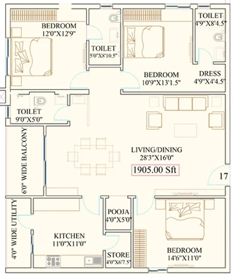 3 BHK Flat in Subishi Gowthami Residential in Kompally, Hyderabad - Image 765748