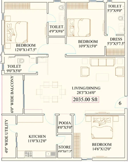 3 BHK Flat in Subishi Gowthami Residential in Kompally, Hyderabad - Image 765749