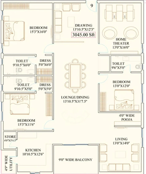 3 BHK Flat in Subishi Gowthami Residential in Kompally, Hyderabad - Image 765753