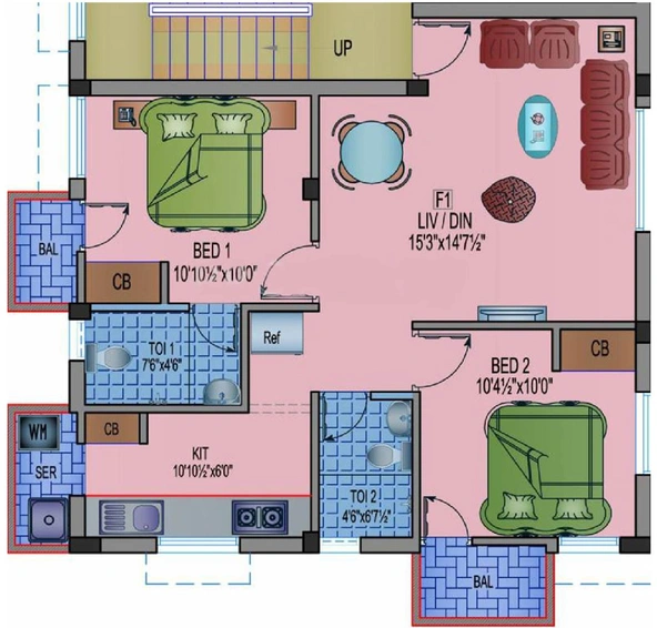 2 BHK Flat in Aavaasa Lakshmi in Velachery, Chennai - Image 831302