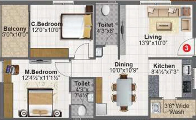 2 BHK Flat in Fortune Green IBIS in Puppalaguda, Hyderabad - Image 831304