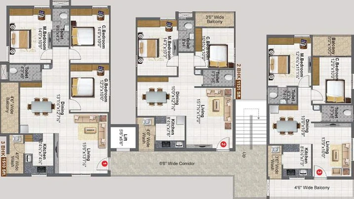 Floor Plan of Fortune Green IBIS in Puppalaguda, Hyderabad - Image 218126