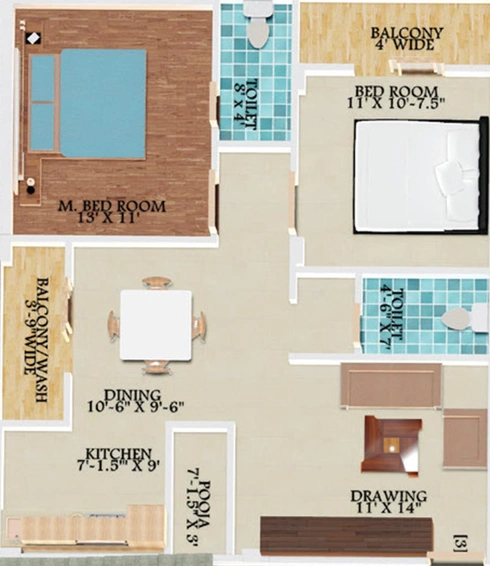 2 BHK Flat in Go Arihant Kalayika Residency in Bolarum, Hyderabad - Image 831315