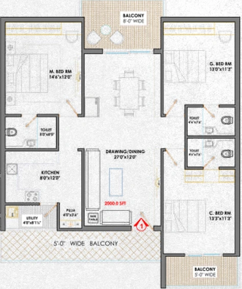 3 BHK Flat in Pranith Ambience in Puppalaguda, Hyderabad - Image 831337