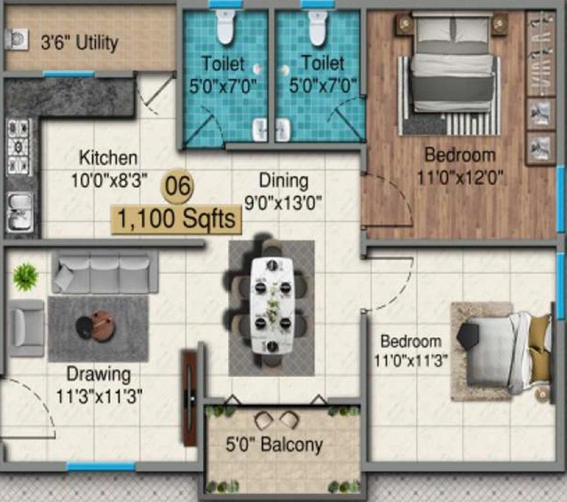 2 BHK Flat in Sreenidhi Pundarikaksha in Bachupally, Hyderabad - Image 831359