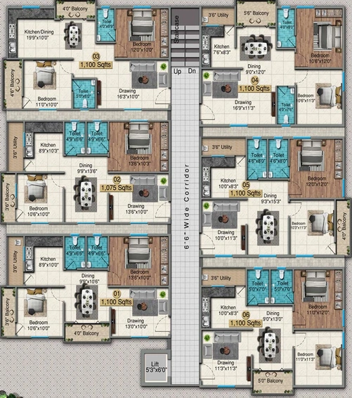 Floor Plan of Sreenidhi Pundarikaksha in Bachupally, Hyderabad - Image 218275