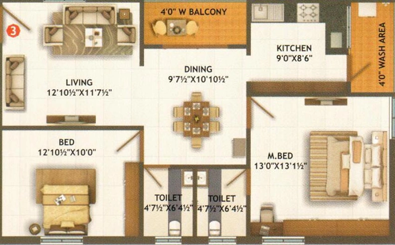 2 BHK Flat in JSNR Sivika Nigam in Kondapur, Hyderabad - Image 831368