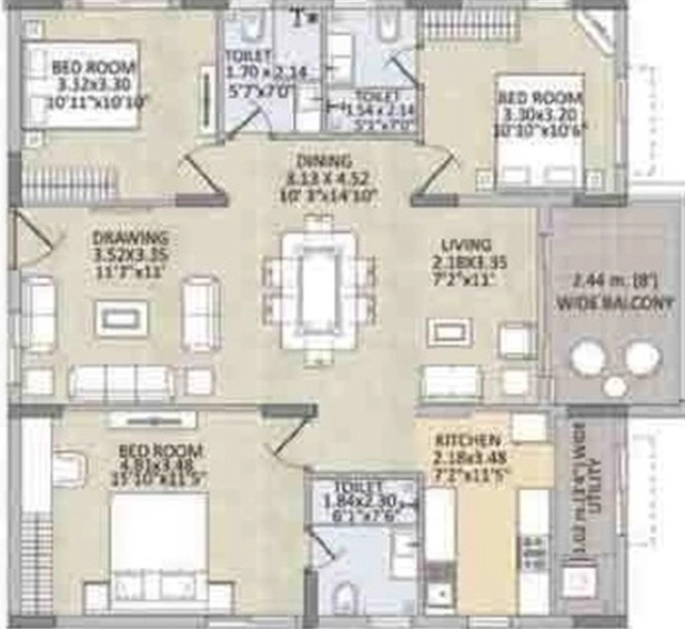 3 BHK Flat in Kalpataru Residency in Sanath Nagar, Hyderabad - Image 831371