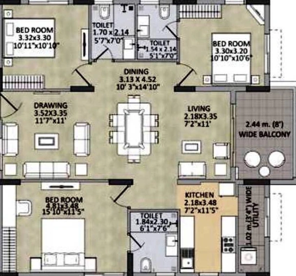 3 BHK Flat in Kalpataru Residency in Sanath Nagar, Hyderabad - Image 831372