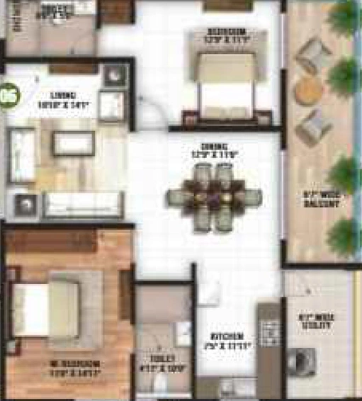 2 BHK Flat in Pragathi Green Woods in Bowrampet, Hyderabad - Image 831382