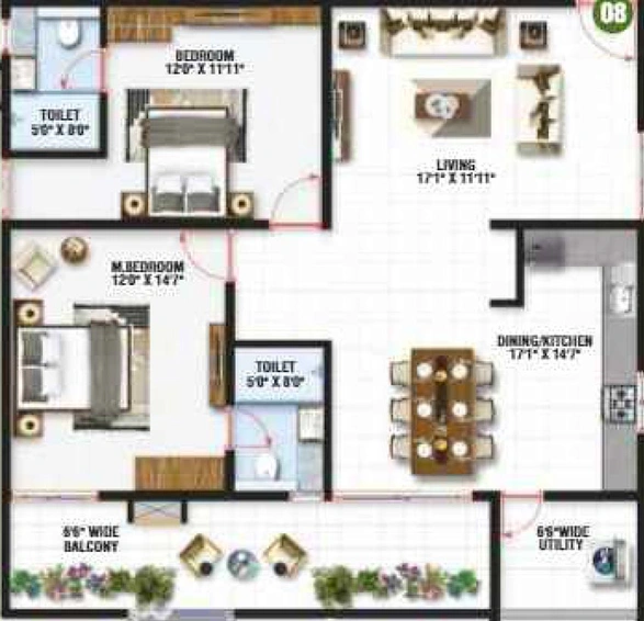 2 BHK Flat in Pragathi Green Woods in Bowrampet, Hyderabad - Image 831383