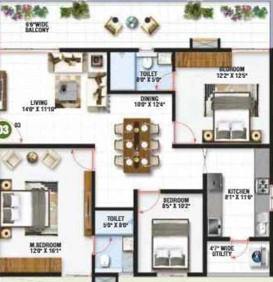3 BHK Flat in Pragathi Green Woods in Bowrampet, Hyderabad - Image 831384