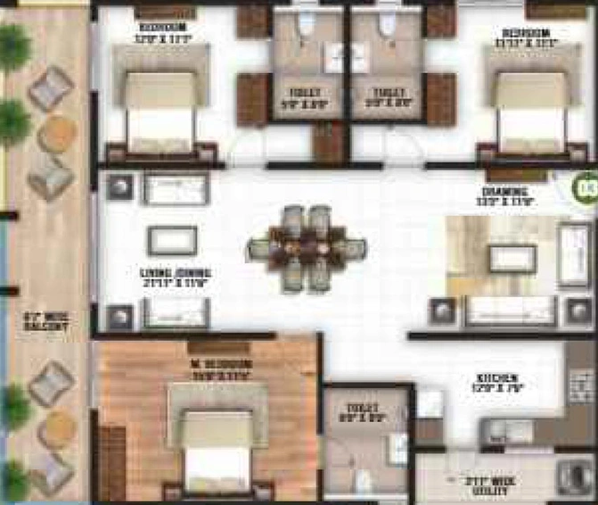 3 BHK Flat in Pragathi Green Woods in Bowrampet, Hyderabad - Image 831385