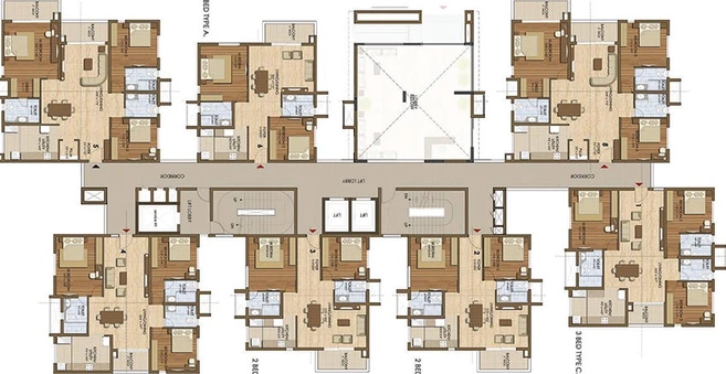 Floor Plan of Prestige Ivy League in Kondapur, Hyderabad - Image 218389
