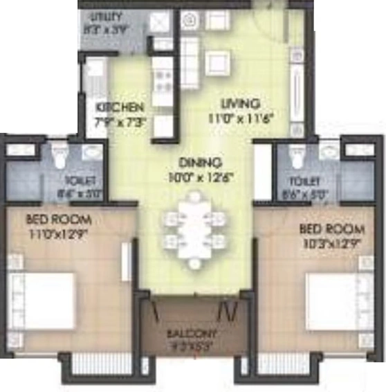 2 BHK Flat in Khurinji Gloxinia in Sholinganallur, Chennai - Image 831398