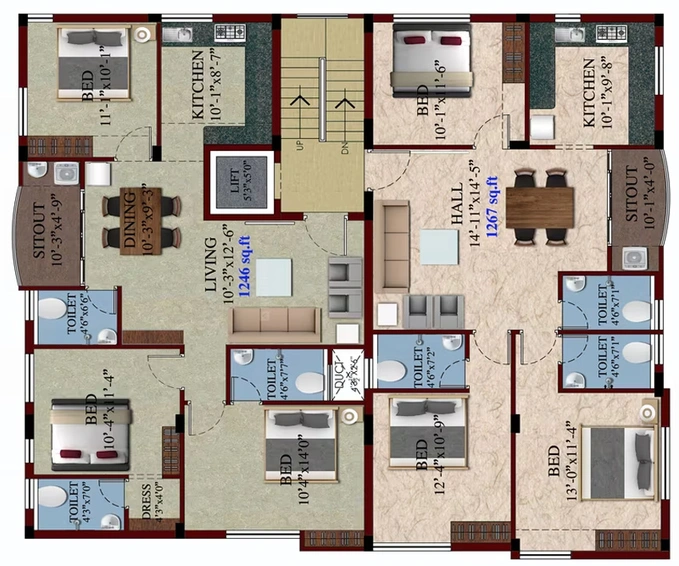 Floor Plan of Kanya Aadhav in Pallikaranai, Chennai - Image 218468